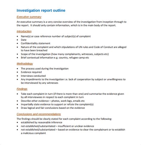 investigation report template google docs